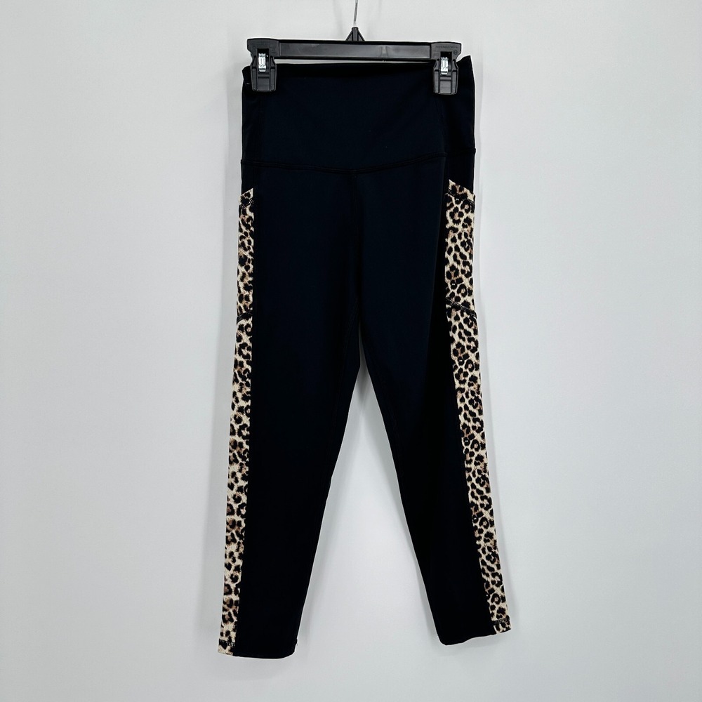 Zyia Animal Print Leggings Womens Size 4 Black Brown Activewear Yoga Gym Workout